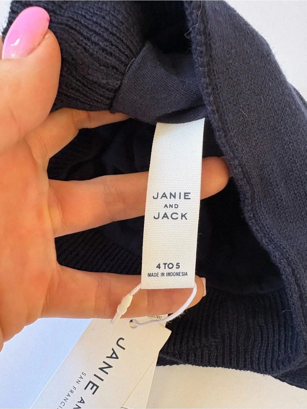 Janie&Jack Bow Front Knit Hat Navy Blue 4-5 Years NWT Preppy Classic Cotton Soft
